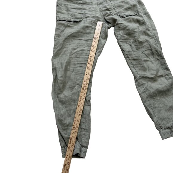 C&C California Women's Jogger Pants Sz S Green Linen Drawstring Pockets Summer - Picture 6 of 8